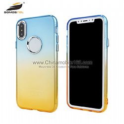 New arrival 2MM gradient colorful TPU case with metal button for Iphone 5G/Samsung S8
