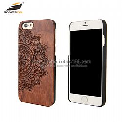 wholesale flat PC solid wood case with sculpture drawing for iphone 6Plus/7Plus/8/X