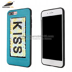 Anti-scratch TPU+PU phone case with sequins decoration for Iphone7Plus/8Plus