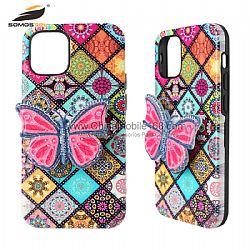 Glossy oil relief mobile phone cases with butterfly holder