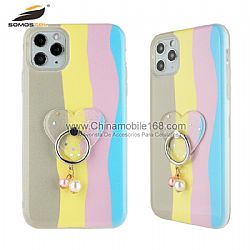 TPU+PC Epoxy Printing Protective Case Invisible Bracket With Ring Buckle