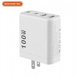 100W PD+QC3.0 Four Port Output Folding Fast Wall Charger Travel Adapter