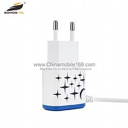 Wholesale LED dula chargers with cable for V8/Iphone