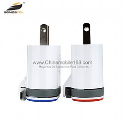 Buena calidad cargador con cable con dos entradas de USB para V8/Iphone