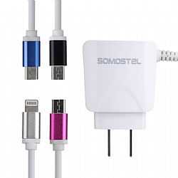Portable 2.1A traveler charger with lightning cables for cellphone charge