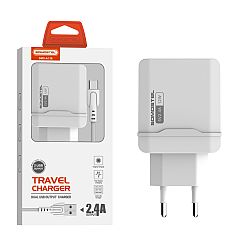 SMS-A138 5V 2.4A PC fireproof dual USB charger with Europe standard plug