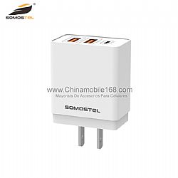 New design SMS-A07 2 USB + Type-C travel adapter for IOS/Android