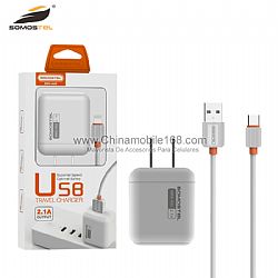 Lightweight and portable PC + ABS 5V 2.1A mobile phone charger