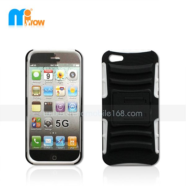 PC+silicon 2 in 1 stand case for iPhone 5