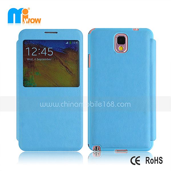 PC+PU Flip Cover with Window for Samsung NOTE3