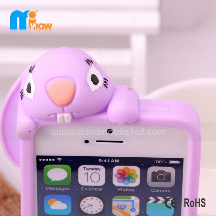 iphone 5S 3D cartoon rabbit silicone cute phone cases