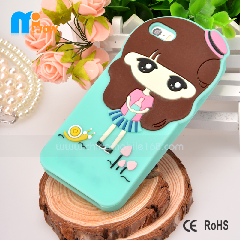 Cute girl silicone case for iPhone 5/5S