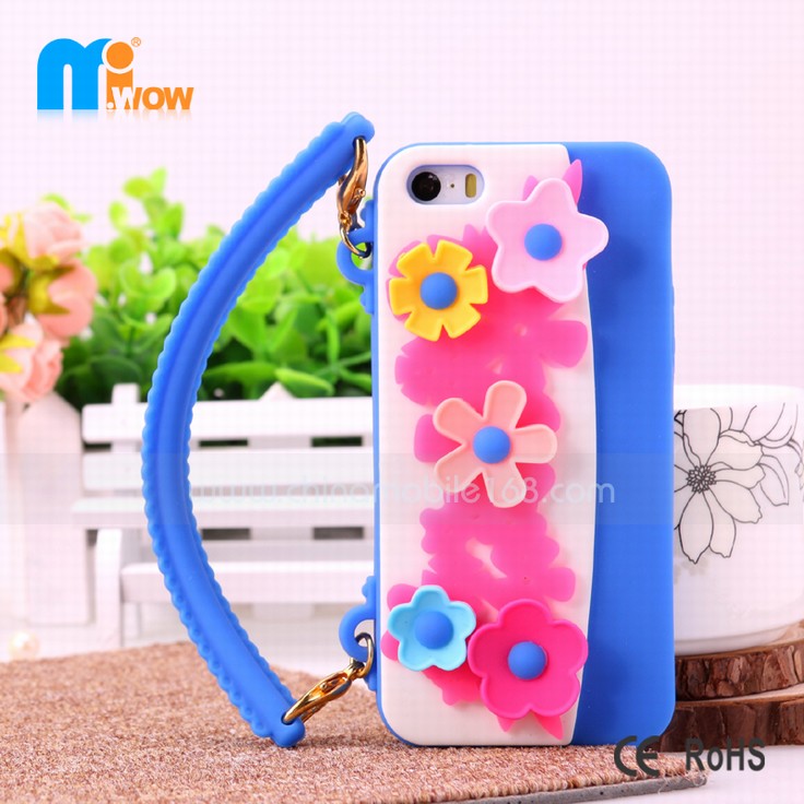 iphone 5S 3D flower silicon cases mobile phone accessories