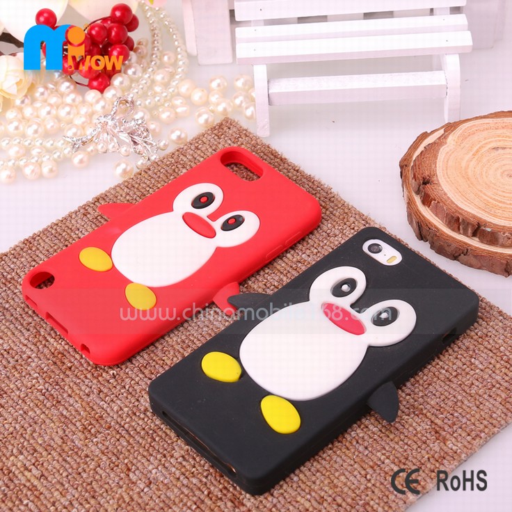 3D penguin silicone cases iphone 5 phones cases