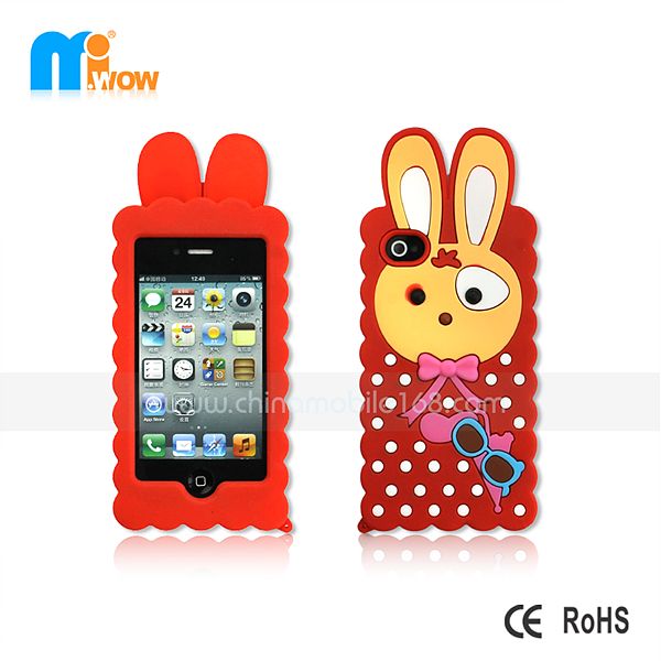 rabbit silicon case for iphone4