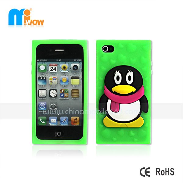 Penguin qq silicon case for iPhone4
