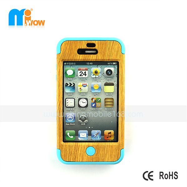 3 in 1 wood protector case for iPhone4