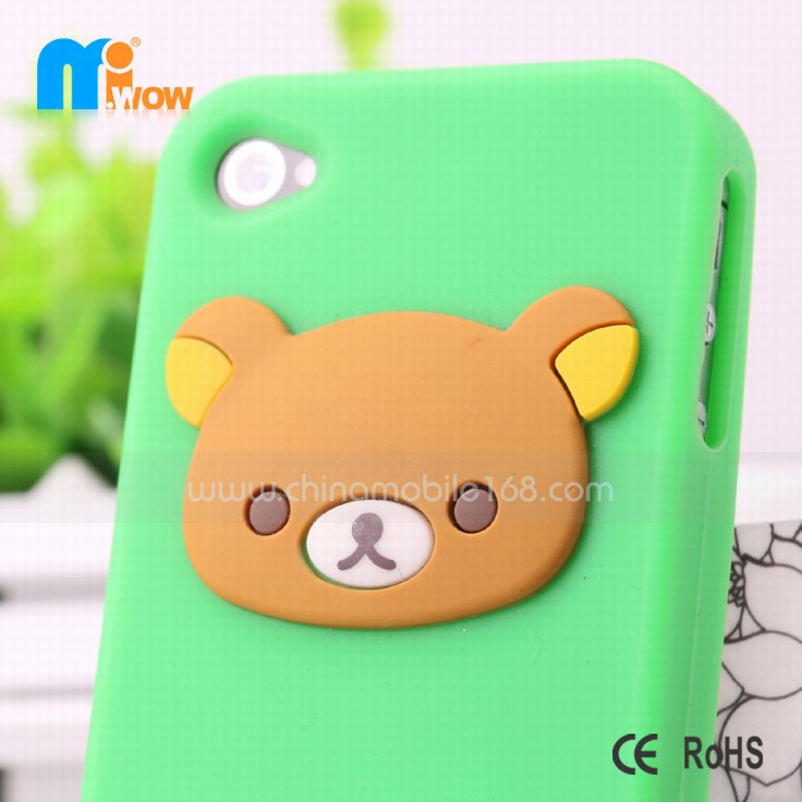 3D ralax bear silicone cases iphone 4 cases for phones