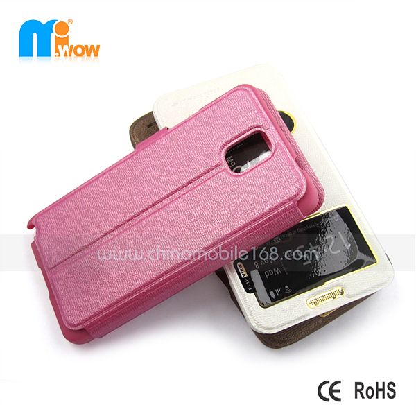 PC+PU Flip Cover with double Window protect case for SamsungS4 I9500 9152