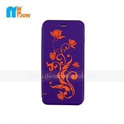 Purple SKIN Flower For iPhone 6 Plus PU TPU Leather Flip Case for iPhone 6 Plus Leather Case