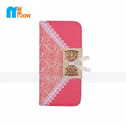 Fashion Lace Flip Cover Case For Iphone 6 Bling Buckle PU Leather Wallet Phone Cases Card Holder
