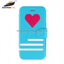 Love Heart Shape Flip Stand PU Leather Case for Iphone 6