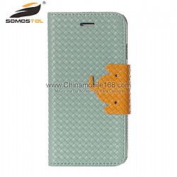 Hit Color Weave Elephant Design Flip Stand PU Leather Case for Smartphones