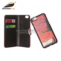 2 in 1 Separable Magnetic PU Leather Phone Cases for Apple iPhone 6 Plus with Card Holder
