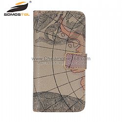 wholesale map pattern flip stand cell phone leather case for iphone 6