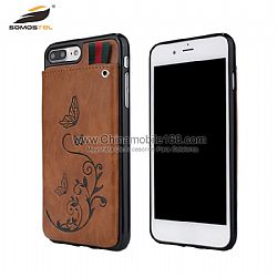 New 2 in 1 PU relief flower pressure leather case with card slot for Iphone8/8Plus