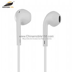 Hi-Fi sound quality white earphone with 3.5mm metal plugs