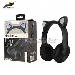 Black V5.0 Wireless Stereo Kids Headphones with Foldable Cat Ears