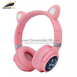 HZ-BT630 Foldable Cat Ear LED Light Up Wireless Headphones with Microphone