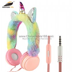 AH-007 Unicornio - Auriculares para niños con cable con micrófono de 3.5mm