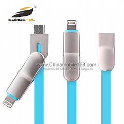 2 in 1 Noodle Flat Charging&Sync Zinc Alloy Cable Fast Charge Data Cable