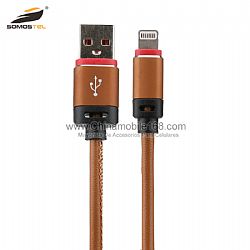 Cable with Striae Leather USB Charging  Data Line for iPhone
