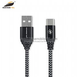 OEM good quality nylon material 1A output USB cable for Type-C