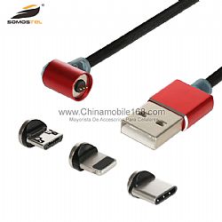 New arrival 2.1A 90 degree cotton braided magnetic data cable