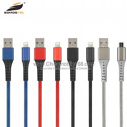 2.5A quick charge cable in zinc alloy with nylon braid