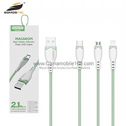 Mayoreo Cable Silicona de Alta Calidad  2.1A Para iPhone /Android/Type-C