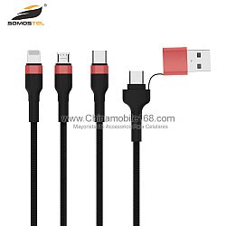 2.4A USB C a Multi Cable de carga rápida, cable trenzado PD y QC