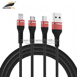Cable USB 3 en 1 anti-rotura de aleación de aluminio 2.2A