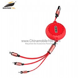 Cable de carga rápido retráctil múltiple de 2.4 A  para IP/Tipo-C/Micro-USB