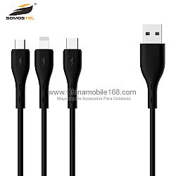 2.4A LED light nylon braided data USB cable, intelligent identify fast charging status