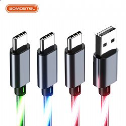 SMS-BY03 3 in 1 3A Electroluminescent Flowing Light LED USB Cable