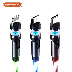 SMS-BY04 3 in 1 magnetic electroluminescent light flowing LED USB cable