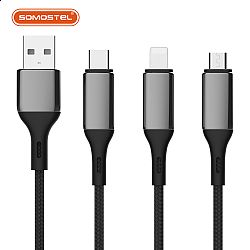 12W Cloth Braided Cord SR Extend Fast Charging Data USB Cable for IPH/Micro/Type C