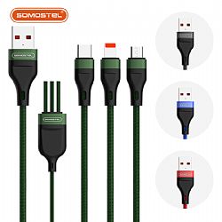 SMS- BW13 3 in 1 fast charging cable 2.1A output nylon braided fast charging data cable