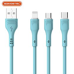 Macarons 2A In-Mould TPE Fast Data Charging USB Cable for IPH/Type-C/Micro Interface