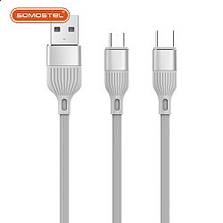 Brushed Pattern Aluminium Alloy TPE Round Wire Body Charging Data Cable